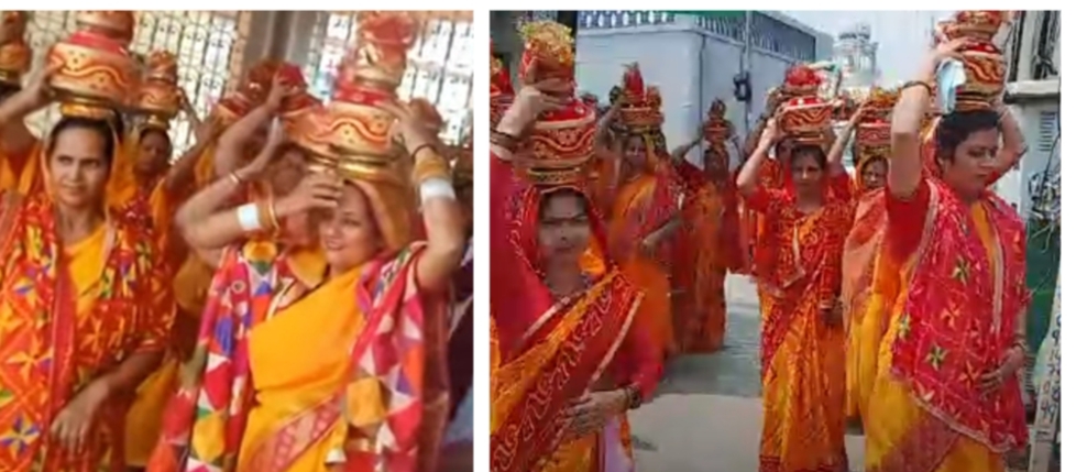 Kalash Yatra dedicated to idol installation day was taken out in the ancient Durga temple (Bhameshwari temple) Bham.